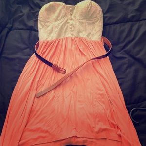 White and peach dress